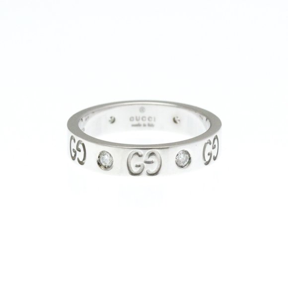 Gucci Icon White Gold (18K) Fashion Diamond Band Ring Silver - Picture 1 of 9